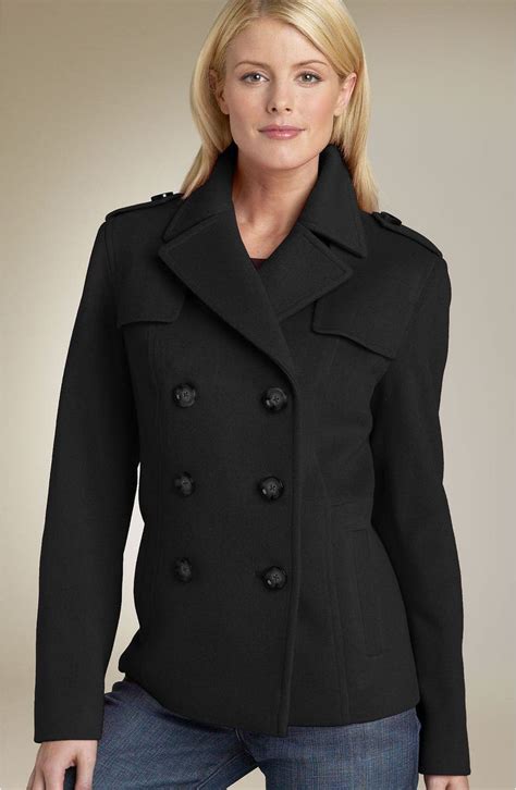 michael kors wool cashmere pea coat|wool melton peacoat.